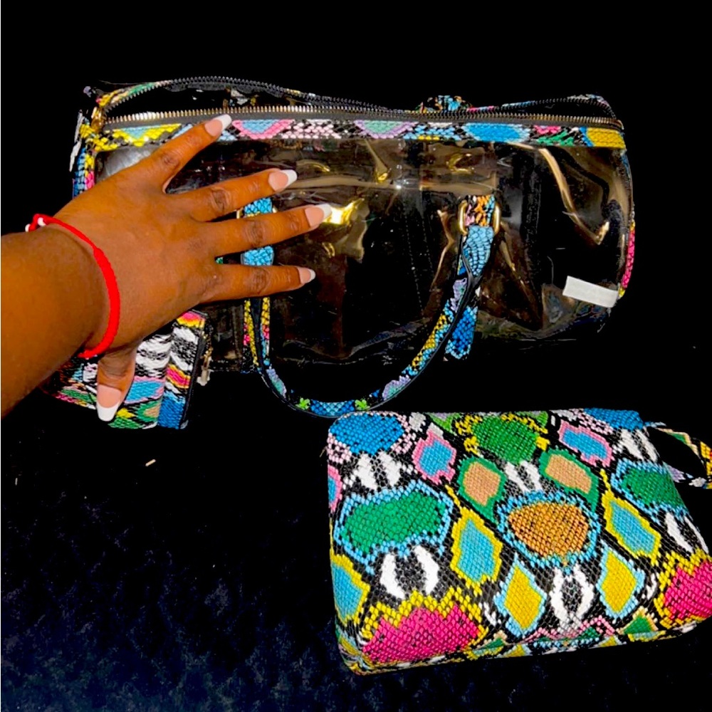 Snake print clear arm bag